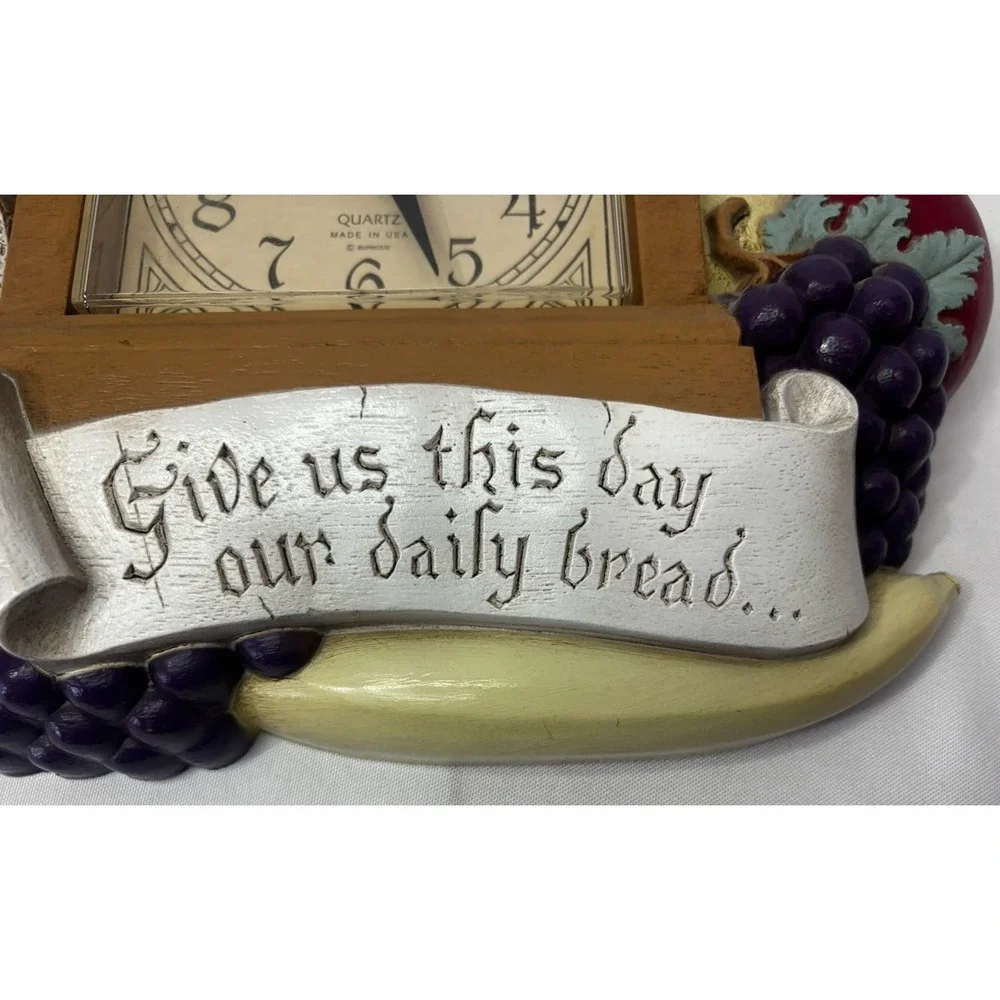 🙏Vintage Wall Clock Give Us This Day Our Daily Bread New Haven Quartz USA 1985